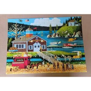 Charles Wysocki 1000 Pc Jigsaw Puzzle Sea Planes Airport Dock Horses Complete
